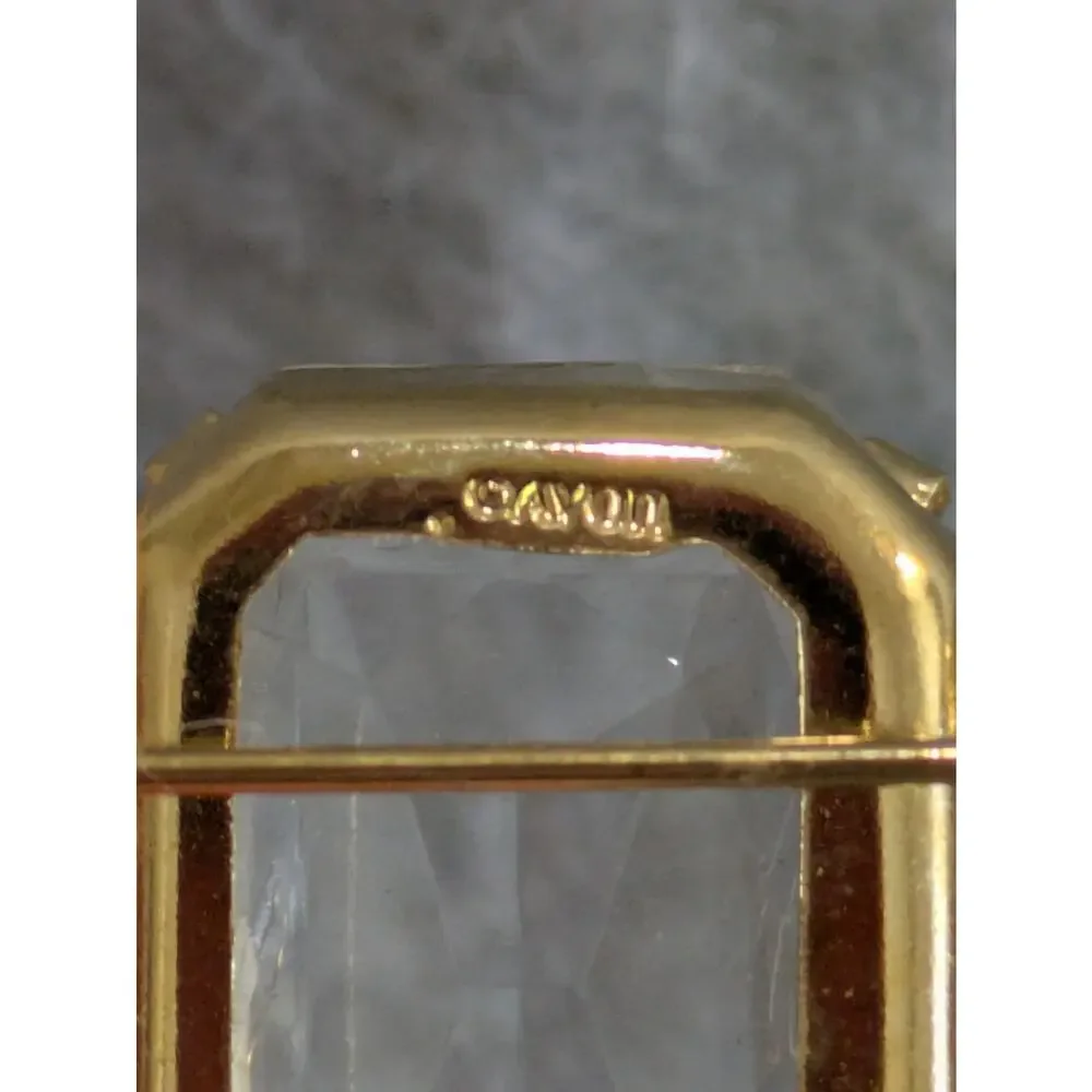 Vintage Avon Retro 3 Rhinestone Brooch Bar Pin Bue Clear Glass‎
